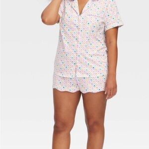 Roller Rabbit Pastel Pink Geo Short-Sleeve Pajama Set